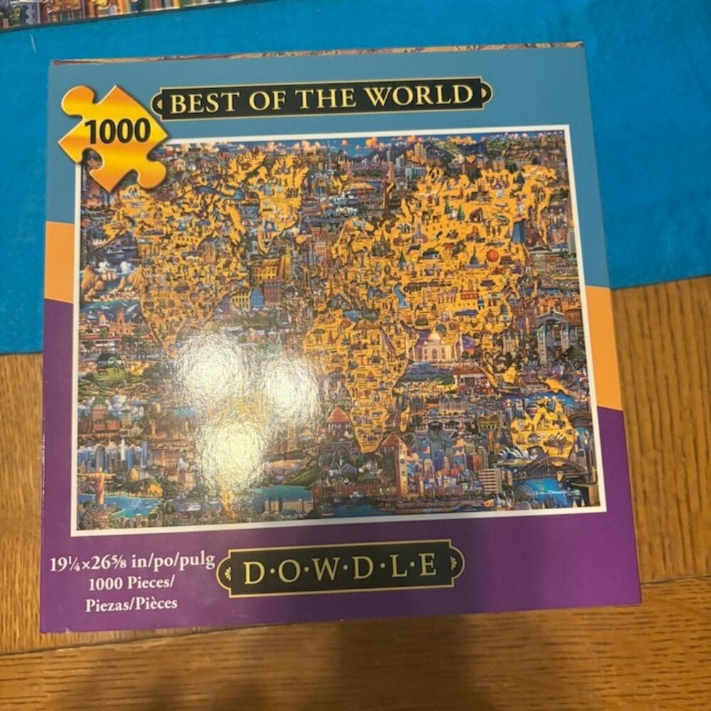 Dowdle Puzzle Folk Art Best of the World 1000 Piece *READ* 19.25" x 26.58"